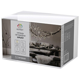 Гирлянда светодиодная Шишки линия теплый белый свет 30 светодиодов (5 м)