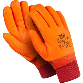 Перчатки рабочие утеплённые Manipula Specialist Нордик РП джерси с ПВХ покрытием оранжевые (размер 10, XL, ТР06/WG784)