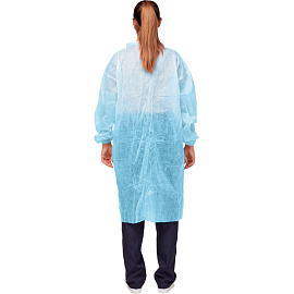 Халат одноразовый на кнопках голубой (размер 50-52, XL, 10 штук в упаковке)