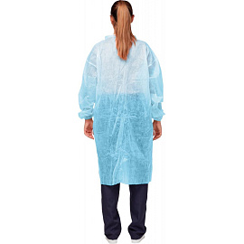 Халат одноразовый на кнопках голубой (размер 54-56, XXL, 10 штук в упаковке)
