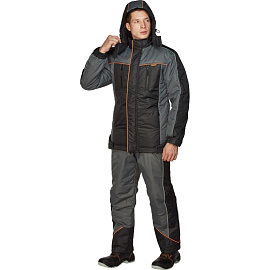 Куртка рабочая зимняя мужская Nайтстар Алькор со светоотражающим кантом черная/серая из ткани Lokker (размер 44-46, рост 170-176)