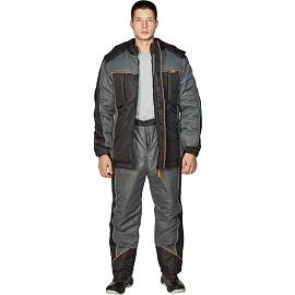 Куртка рабочая зимняя мужская Nайтстар Алькор со светоотражающим кантом черная/серая из ткани Lokker (размер 44-46, рост 170-176)