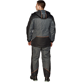 Куртка рабочая зимняя мужская Nайтстар Алькор со светоотражающим кантом черная/серая из ткани Lokker (размер 44-46, рост 170-176)