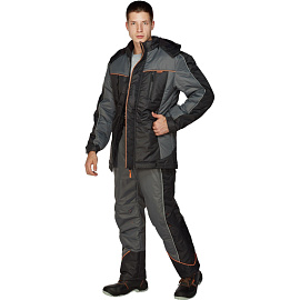 Куртка рабочая зимняя мужская Nайтстар Алькор со светоотражающим кантом черная/серая из ткани Lokker (размер 52-54, рост 170-176)