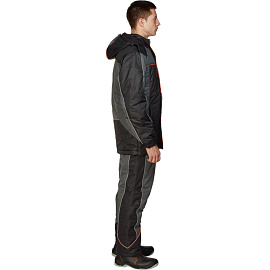 Куртка рабочая зимняя мужская Nайтстар Алькор со светоотражающим кантом черная/серая из ткани Lokker (размер 56-58, рост 170-176)