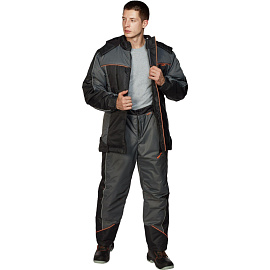 Куртка рабочая зимняя мужская Nайтстар Алькор со светоотражающим кантом черная/серая из ткани Lokker (размер 60-62, рост 170-176)