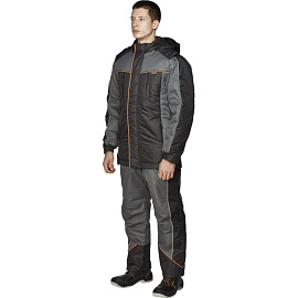 Куртка рабочая зимняя мужская Nайтстар Алькор со светоотражающим кантом черная/серая из ткани Lokker (размер 48-50, рост 182-188)