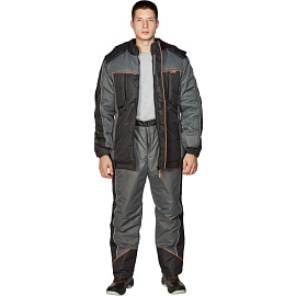 Куртка рабочая зимняя мужская Nайтстар Алькор со светоотражающим кантом черная/серая из ткани Lokker (размер 52-54, рост 182-188)