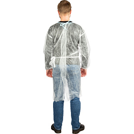 Халат одноразовый (накидка) EleGreen на завязках белый (размер 56-58, XXL)