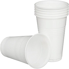 Стакан одноразовый 200мл белый для хол/гор., эконом, КОМУС ПП 100шт/уп