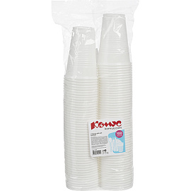 Стакан одноразовый 200мл белый для хол/гор., эконом, КОМУС ПП 100шт/уп