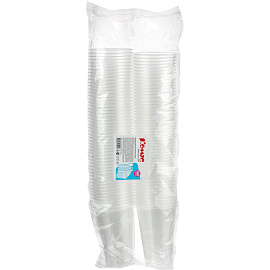 Стакан одноразовый пластиковый Комус 200/220 мл прозрачный (100 штук в упаковке)