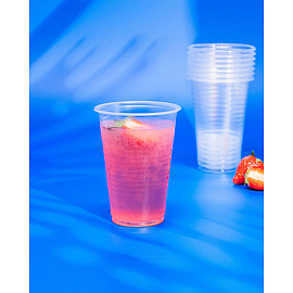 Стакан одноразовый пластиковый Комус 200/220 мл прозрачный (100 штук в упаковке)
