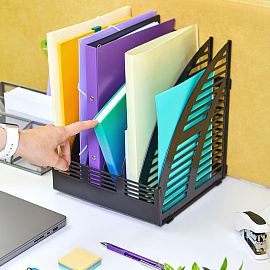 Лоток вертикальный для бумаг 240 мм Attache пластиковый черный 6 отделений