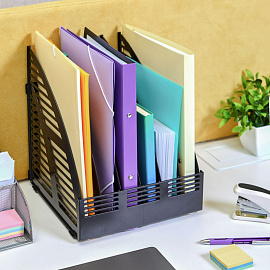 Лоток вертикальный для бумаг 240 мм Attache пластиковый черный 6 отделений