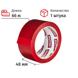 Клейкая лента упаковочная Attache 48 мм x 66 м 45 мкм красная