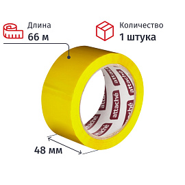 Клейкая лента упаковочная Attache 48 мм x 66 м 45 мкм желтая