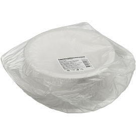 Тарелка одноразовая бумажная Средний 180 мм белая 50 штук в упаковке