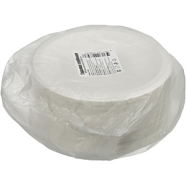 Тарелка одноразовая бумажная Средний 180 мм белая 50 штук в упаковке (137882)