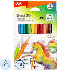 Карандаши цветные Deli Enovation 18 карандашей 18 цветов трёхгранные
