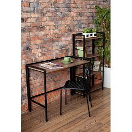 Стол компьютерный СолТи Лофт СЛКС-1 (ясень шимо темный/черный, 800х455х805 мм)