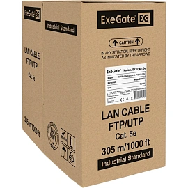 Кабель витая пара ExeGate SFTP4-C5e-CU-S24-IN-PVC-GY-305 5e 305 м