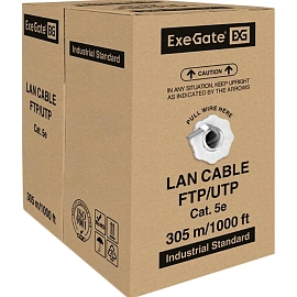 Кабель витая пара ExeGate UTP4-C5e-CU-S24-IN-PVC-GY-305-FLUKE 5e 305 м