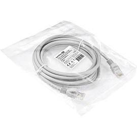 Патч-корд витая пара ExeGate UTP-RJ45-RJ45-5e-3M-LSZH-GY 5e 3 м