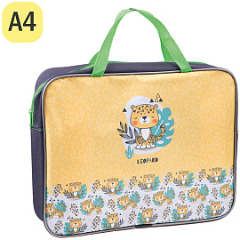 Папка с ручками А4 ArtSpace "Leopard", полиэстер, на молнии, 70мм