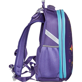 Ранец Комус Класс (№1 School) Кот-космонавт анатомический фиолетовый с двумя отделениями