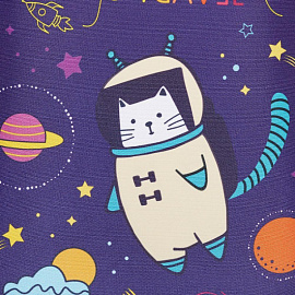 Ранец Комус Класс (№1 School) Кот-космонавт анатомический фиолетовый с двумя отделениями