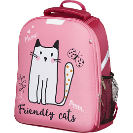 Ранец Комус Класс Light Friendly Cats анатомический розовый с двумя отделениями
