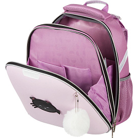 Ранец Комус Класс (№1 School) Мордочки Кот Анатомический розовый (усики и ушки) с двумя отделениями