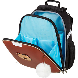 Ранец Комус Класс (№1 School) Мордочки Мишка анатомический коричневый с двумя отделениями