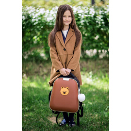 Ранец Комус Класс (№1 School) Мордочки Мишка анатомический коричневый с двумя отделениями