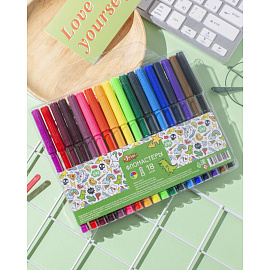 Фломастеры №1 School Отличник 18 цветов с вентилируемыми колпачками смываемые