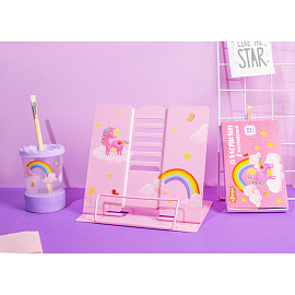 Подставка для книг Комус Класс (№1 School) Волшебный Единорог металлическая розовая