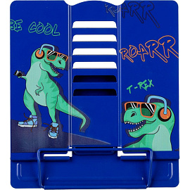 Подставка для книг Комус Класс (№1 School) Динозавр металлическая синяя