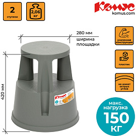 Стремянка пластиковая двусторонняя Комус 2x2 ступени серая