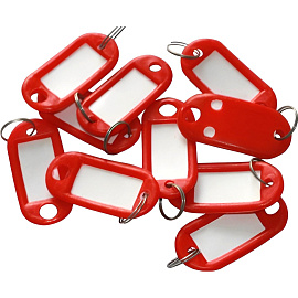 Бирки для ключей пластиковые красные (10 штук в упаковке)