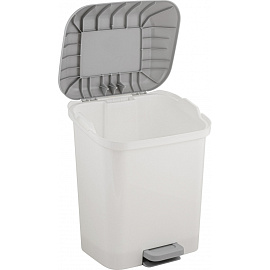 Контейнер для мусора напольный Spin&clean 15 л пластик с педалью с крышкой белый/серый (41x33x28 см)