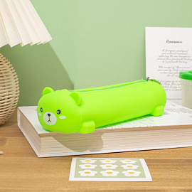 Пенал-тубус односекционный Комус Класс (№1 School) Мишка зеленый