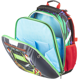 Ранец №1 School X-treme анатомический черный неоновая подсветка корпуса на пульте д/у с двумя отделениями