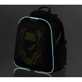 Ранец №1 School X-treme анатомический черный неоновая подсветка корпуса на пульте д/у с двумя отделениями