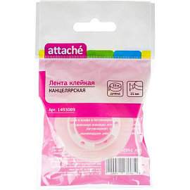 Клейкая лента канцелярская Attache прозрачная 15 мм x 33 м (пластиковая втулка)