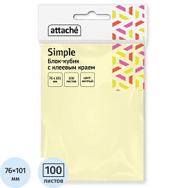 Стикеры Attache Simple 76х101 мм пастельные желтые (1 блок на 100 листов)