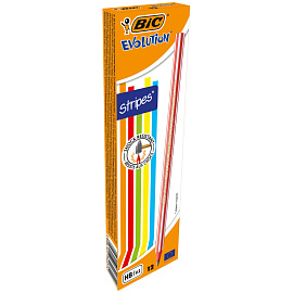 Карандаш чернографитный HB BIC Evolution Stripes заточенный шестигранный фото Карандаш чернографитный HB BIC Evolution Stripes заточенный шестигранный