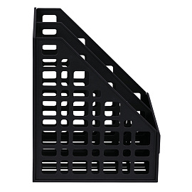 Лоток для бумаг вертикальный СТАММ, сборный, 2 отделения, черный фото Лоток для бумаг вертикальный СТАММ, сборный, 2 отделения, черный