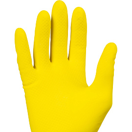 Перчатки латексные Lotus Lux с хлопковым напылением желтые (размер 7, S)