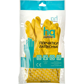 Перчатки КЩС латексные Hq Profiline с хлопковым напылением желтые (размер 10, XL, 73590)